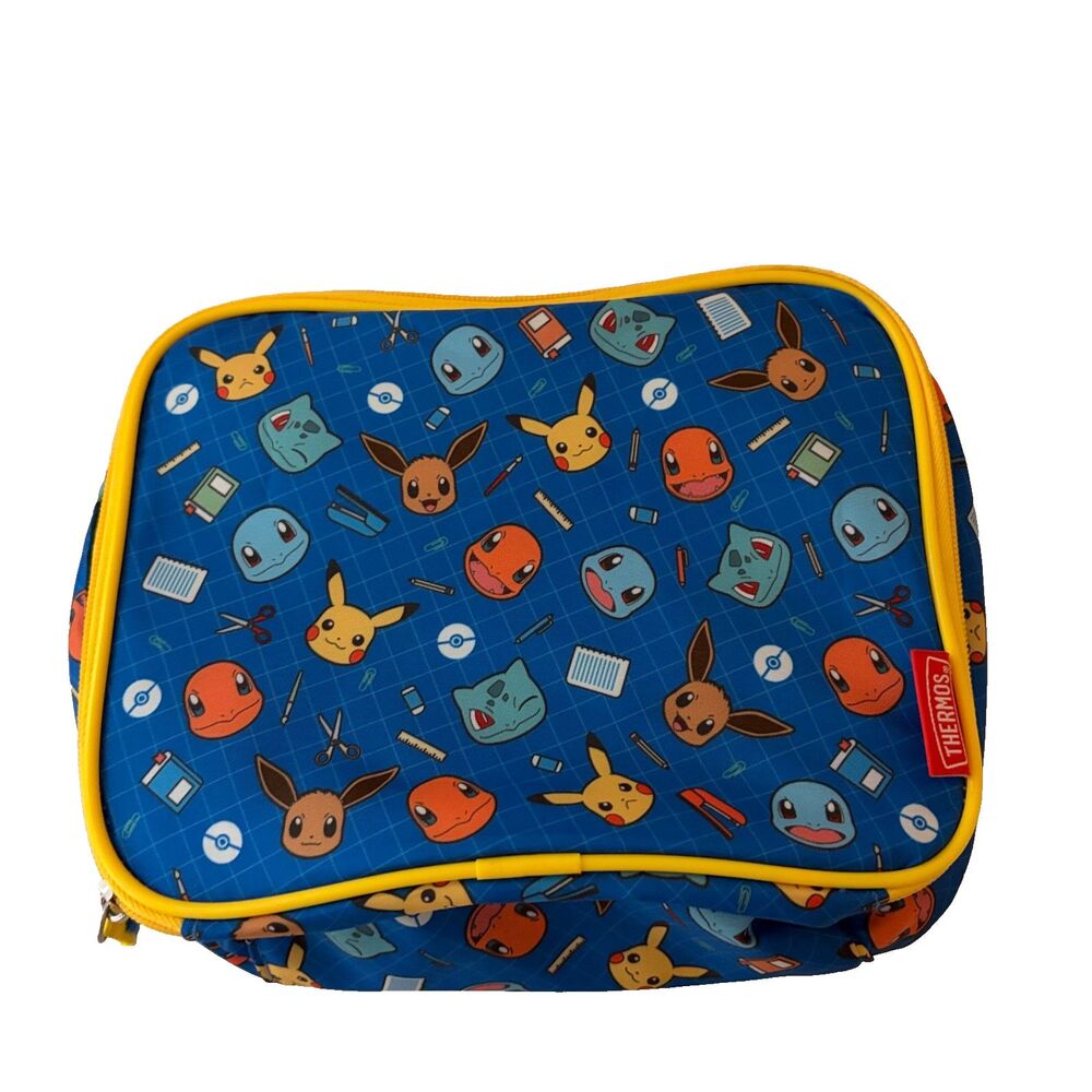 Pokemon Thermos Lunchbox Blue 10" Nintendo Zip Pouch Kid's